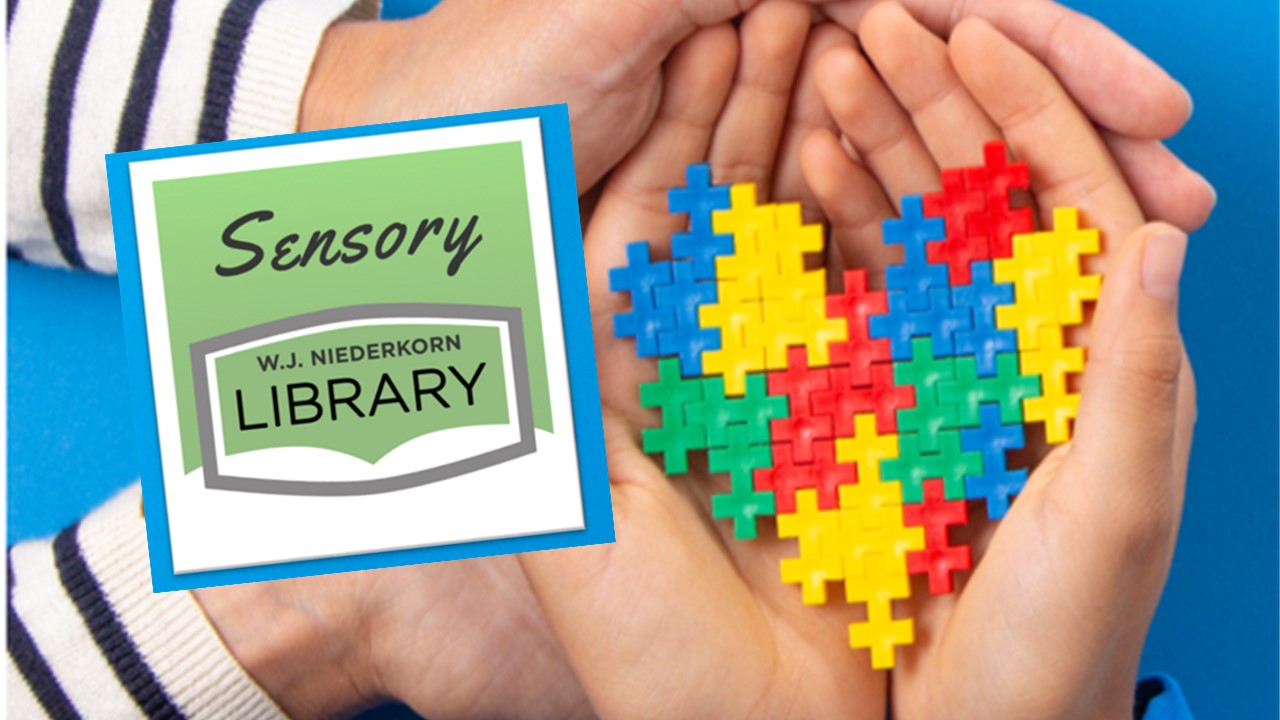 Sensory WJN app logo with hands holding heart puzzle pieces behind it