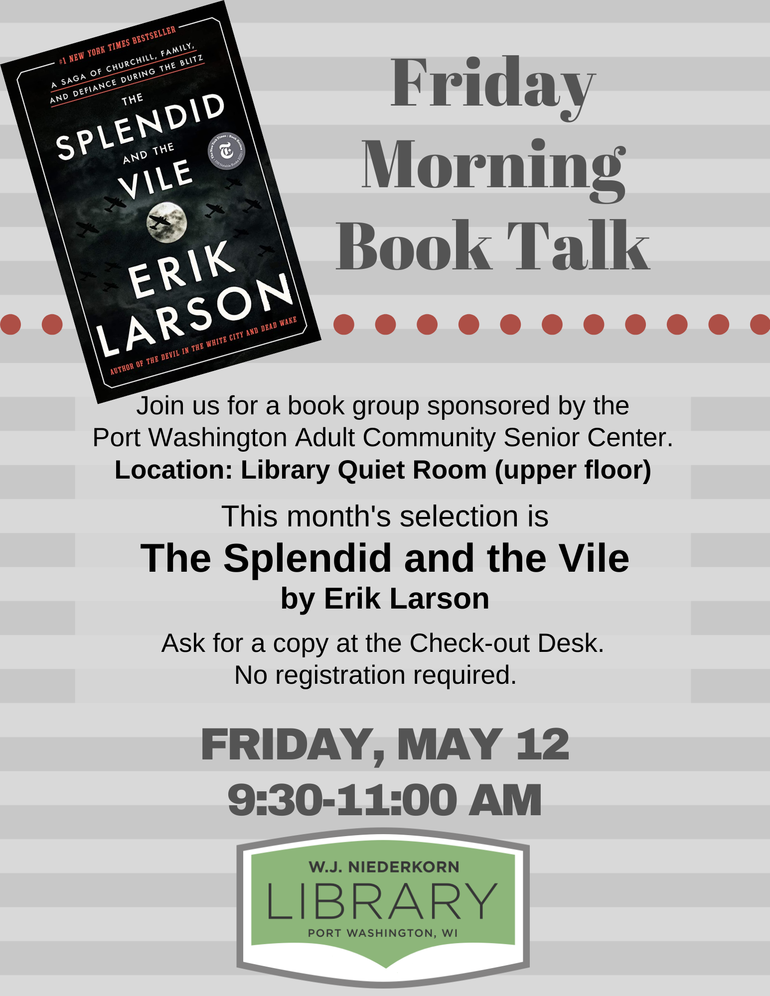 Friday morning book talk may 12 the splendid and the vile poster