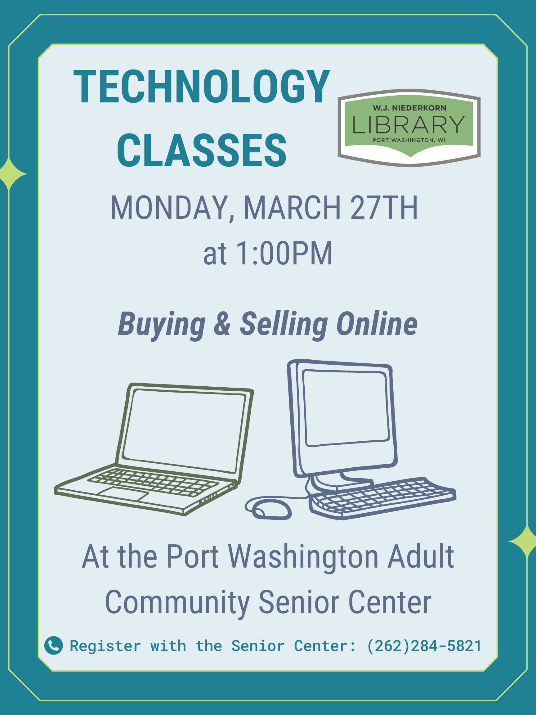 Tech Class at Senior Center Buying and Selling Online Poster March
