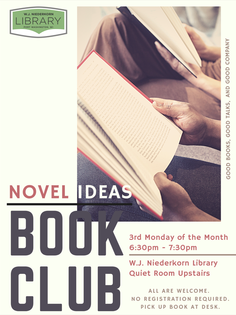 novel ideas book club poster monday evening