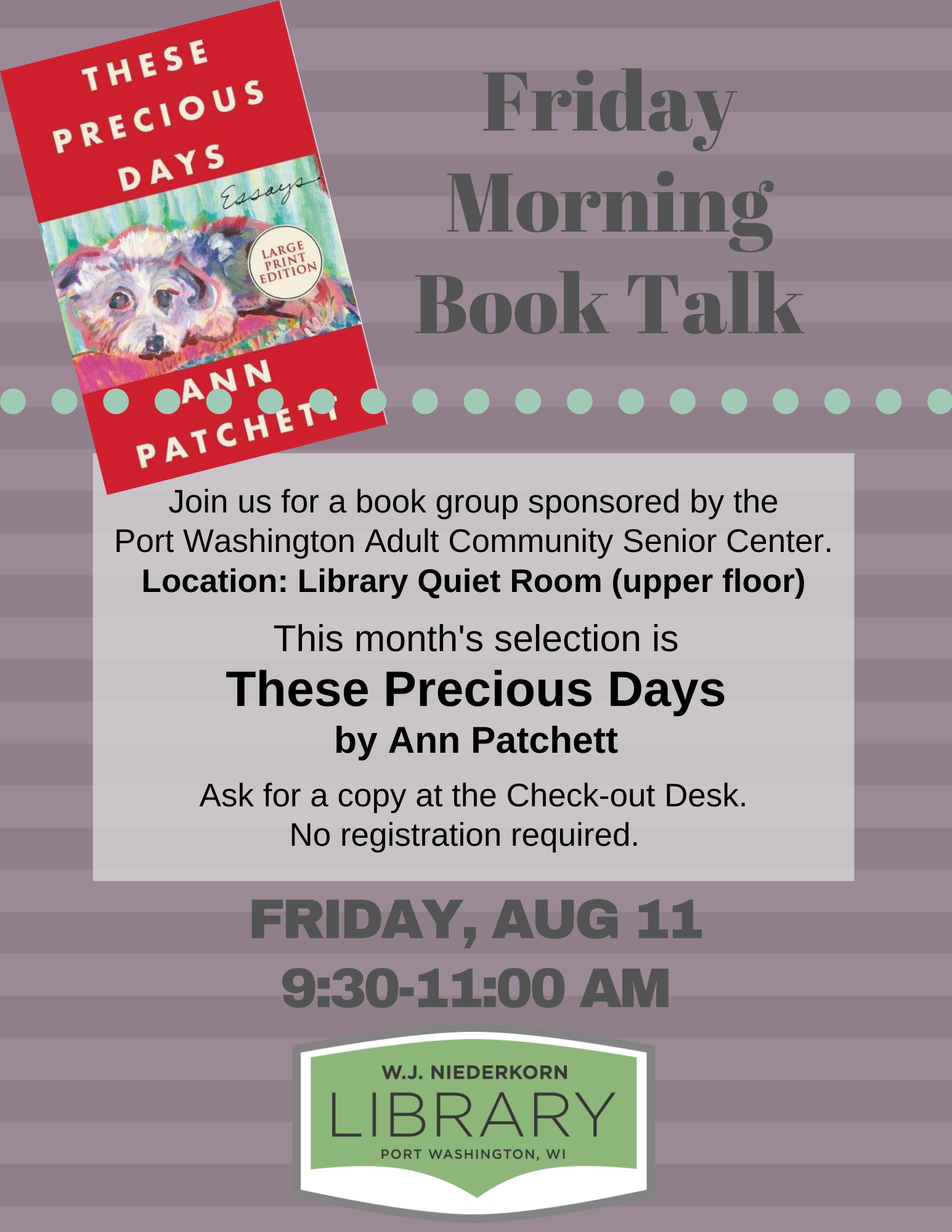 friday morning book talk poster these precious days