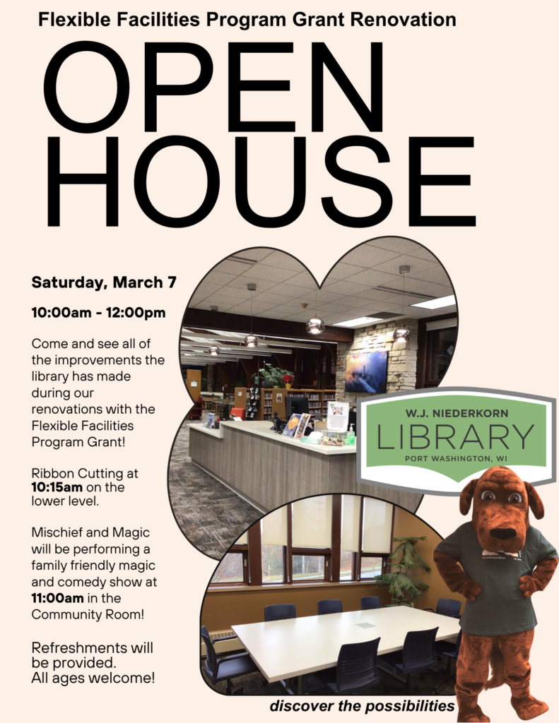 Flyer for renovations open house on Sat, Mar 7