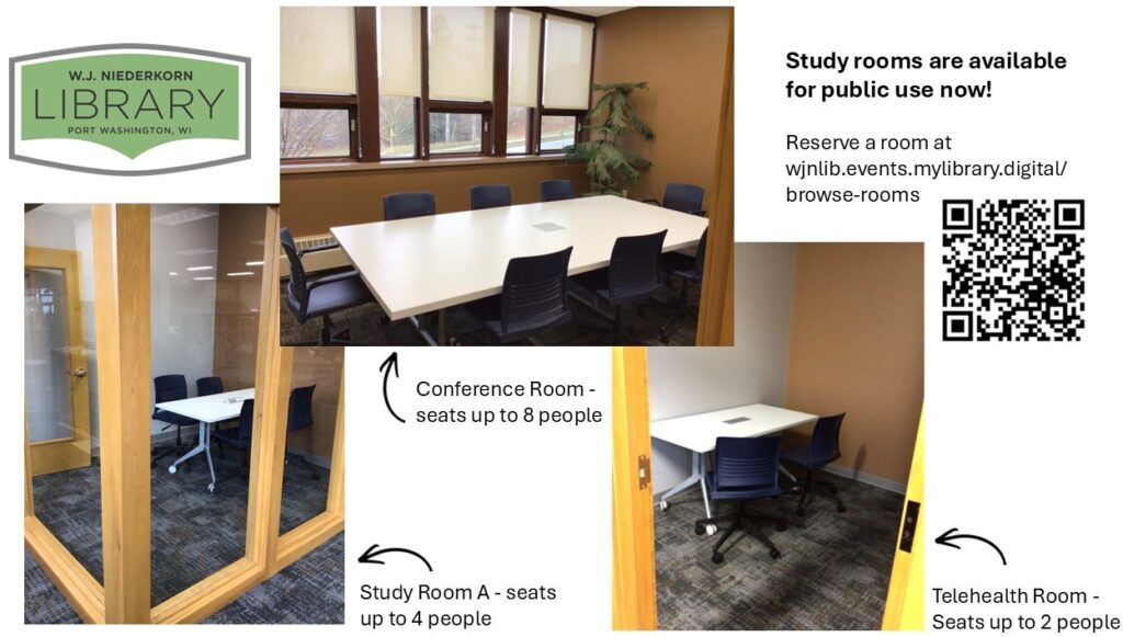 3 study rooms available now poster