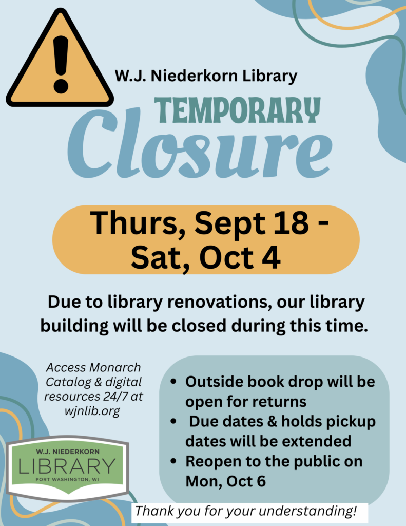 Upcoming building closure poster: Sept 18 to Oct 4